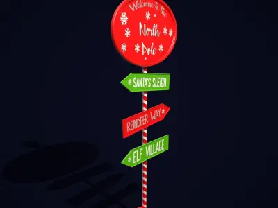 North Pole Sign  Low-poly 3D model