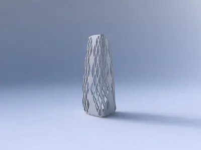 Vase curved tipping triangle with diagonal grid lattice 3 3D print model