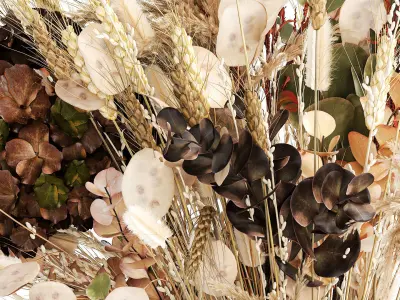 Bouquet of dried flowers vase hydrangea pampas wheat 308 3D model