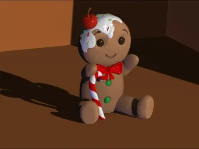 GINGERBREAD BOY WITH CHERRY EASY TO PRINT 3D print model