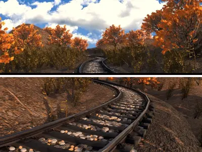 Railway Track 3D Scene 3D model