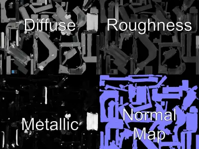 Industrial Hydraulic Press D Model Pack with High Detail Low-poly 3D model