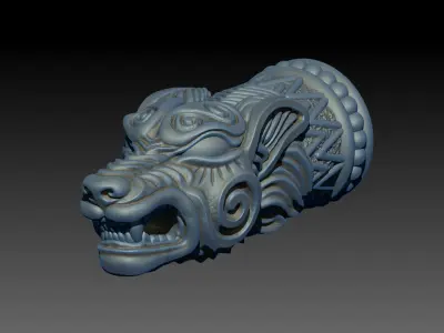 End pieces for bracelets wolf  3D print model 3D model