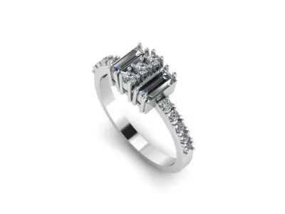 Diamond cluster ring Free 3D print model