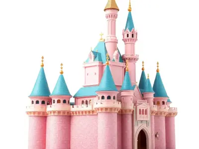 Fantasy Pink Castle model pack Low-poly 3D model