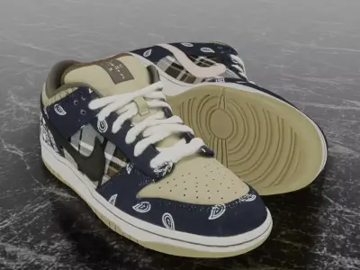 TRAVIS SCOTT X NIKE SB DUNK LOW JACKBOYS 3D SHOES Low-poly 3D model