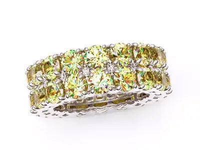 2-Row Yellow diamond Eternity Ring  3D print model