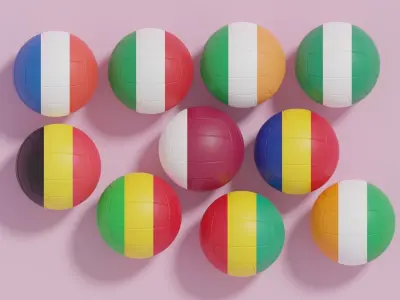 Flag Volleyball Ball Collection 2 3D model