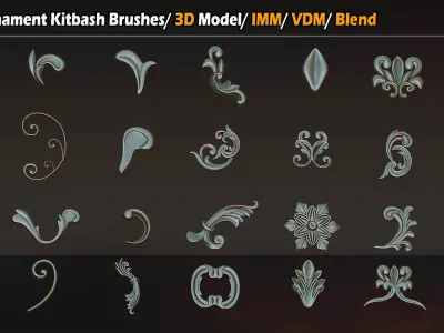 100 Ornament Kitbash brushes 3D Model - VDM- IMM -Alpha VOL06   Low-poly 3D model