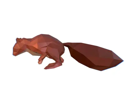 Animated Squirrel Lowpoly Art Style Low-poly 3D model