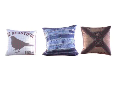 Three Pillows Low-poly 3D model