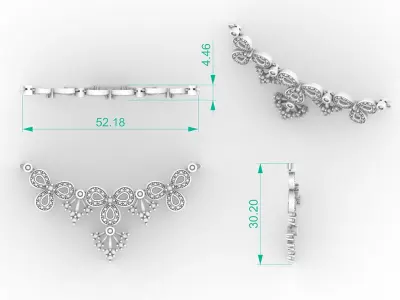 Teardrop Diamond Statement Necklace 3D print model
