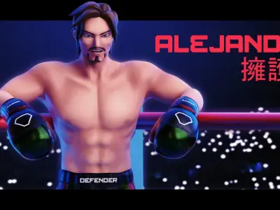 Low Poly Boxer - MMA Fighter - Alejandro Low-poly 3D model