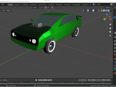 Four Low poly cars Low-poly 3D model