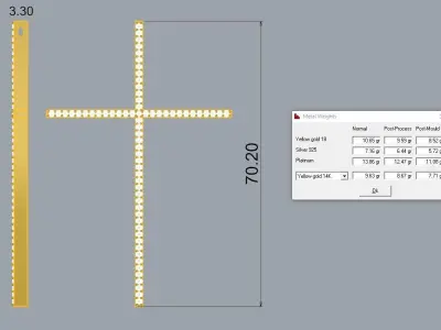 Cross pendant gold 3D print model