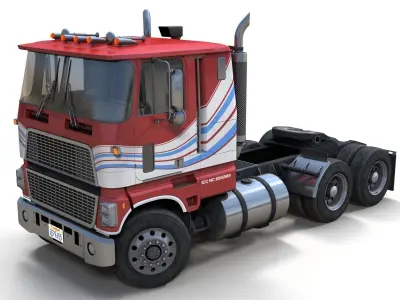 American generic cabover semitruck Low-poly 3D model