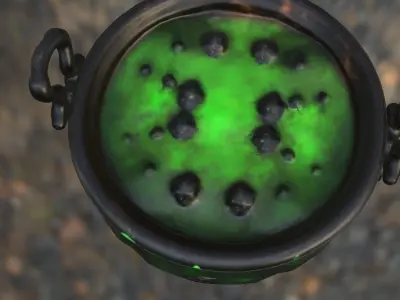 Witchs Bubbling Cauldron Low-poly 3D model