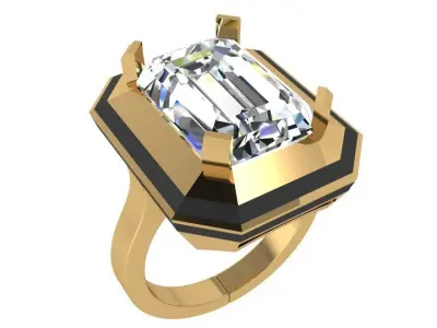 Emerald Diamond Ring 3783 3D print model