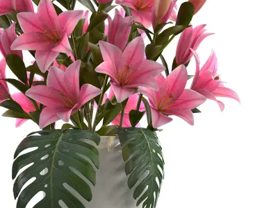 bouquet of pink lilies 3D model
