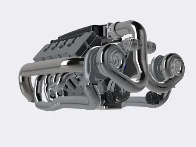 MMR Billet Coyote Twin Turbo motor 3D print model