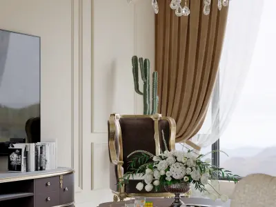 luxury living room dining room interior scenes 16 3D model purchase