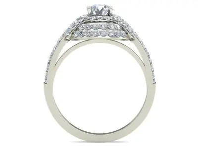 White Gold Diamond Spiral Engagement Ring 3D print model
