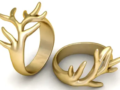 Stylish Antler Ring 3d printable Model 3D print model