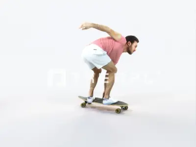 Flow 03H Riding a Skateboard Sports Man Low-poly 3D model