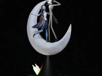 Jack Skellington and Sally Christmas Tree Topper 3D print model