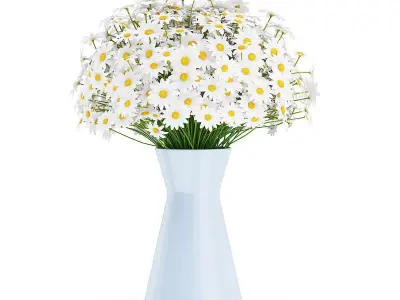 Small Daisies in Blue Vase 3D model