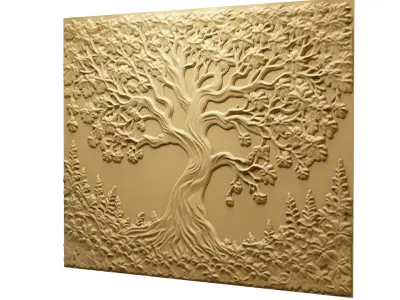 modern panel wall decor set relief stl mural CNC 178 3D model