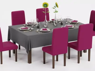 -Restaurant Table FULL V2- 3D model