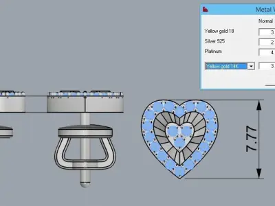 Heart pendant earrings 3D print model