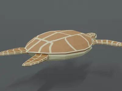 Low Poly Cartoon Loggerhead Sea Turtle Low-poly 3D model