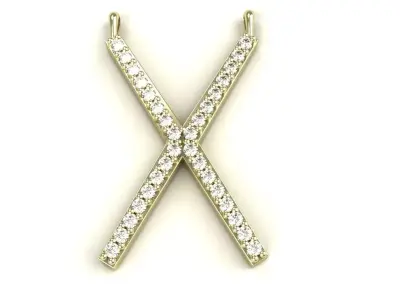 Diamond X Pendant Gold Silver Platinum Luxury Jewelry 3D print model