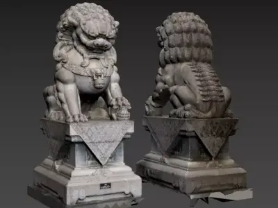 China stone lions 3D model
