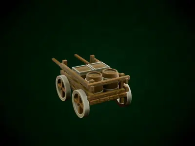 Stylized Wood Cart Free low-poly 3D model