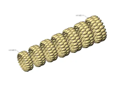 Double row seed shaped motif band size 5to11  3D print model
