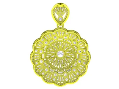 6967 Luxury Flower Baguette Diamond Women Pendant 3D print model