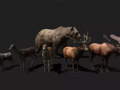 Realistic Animals PACK Low-poly 3D model
