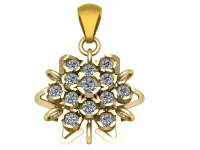 FLOWER STYLISH DIAMOND PENDANT 3D PRINTABLE MODEL 3D print model