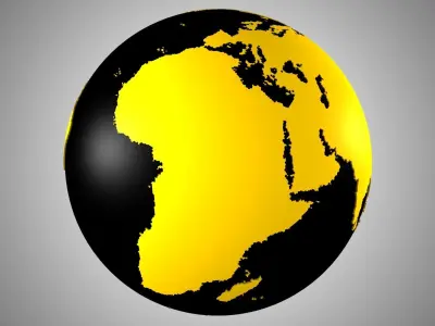 Solid Color Black Yellow Globe 3D model