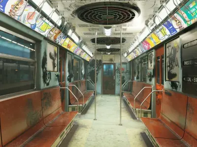 NYC Subway Car Interior - The Graffiti Version - Cinematic Low-poly 3D model