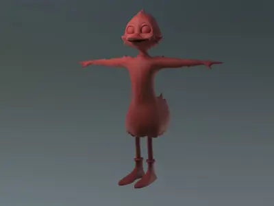 Duck Character Rigged and Morph Low-poly 3D model