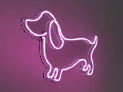 Dachshund Dog 2 - Neon Sign 3D model