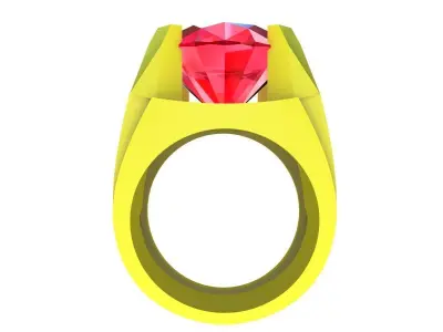 Luxury Oval Gemstone Ring with Chinese Fortune Symbol for M 4930 3D print model