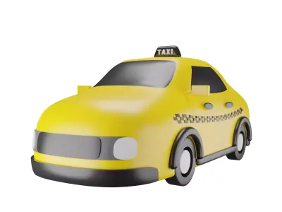 Yellow Taxi Low-poly 3D model