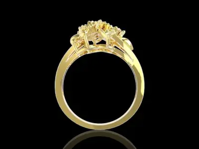 Womens Chrysanthemum Flower Gold Ring 3D Model    633 3D print model