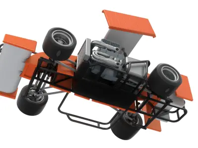 Supermodified front engine Winged race car V3 Scale 1 to 25 3D print model