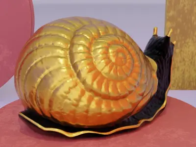 Snail gold Low-poly 3D model